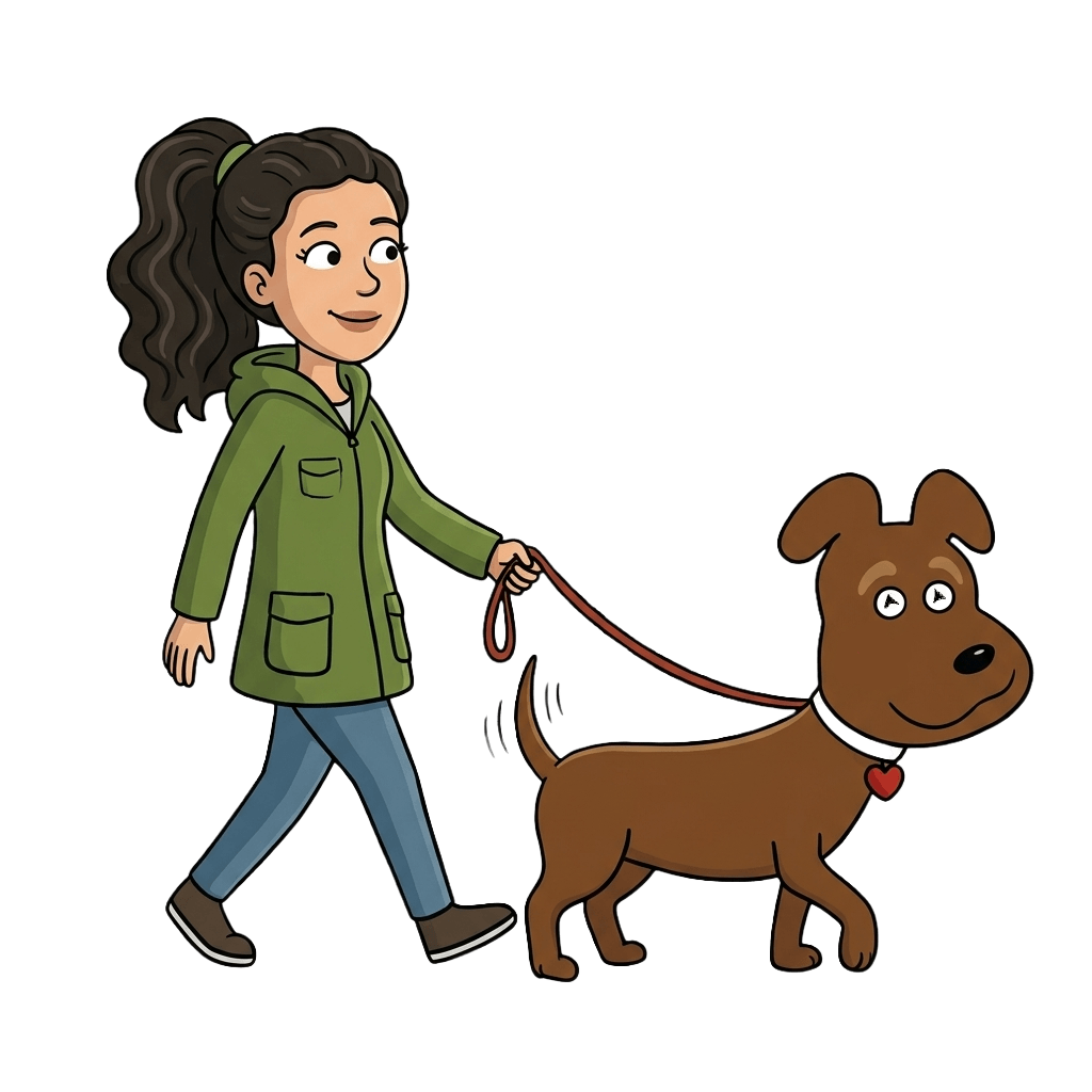 woman taking dog for walk for smoochies house sitting and dog care business